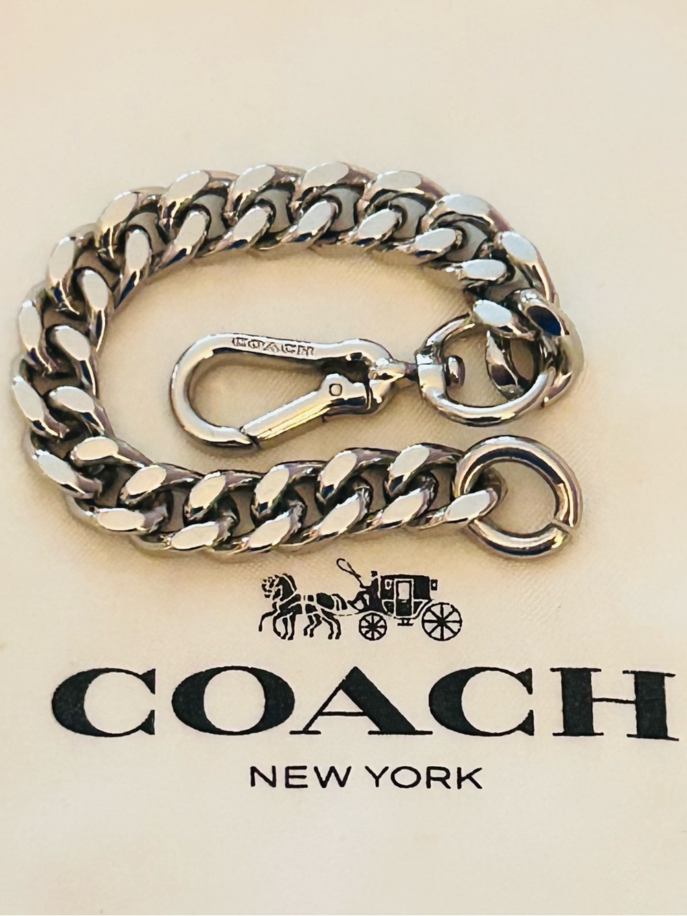 RARE Coach Signature Small Silver Tone Chain Keychain/ Bag Charm - Picture 8 of 13